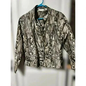Chicos Zenergy Mali Jacket Windbreaker Gray Silver Abstract Print, Size 1/M‎